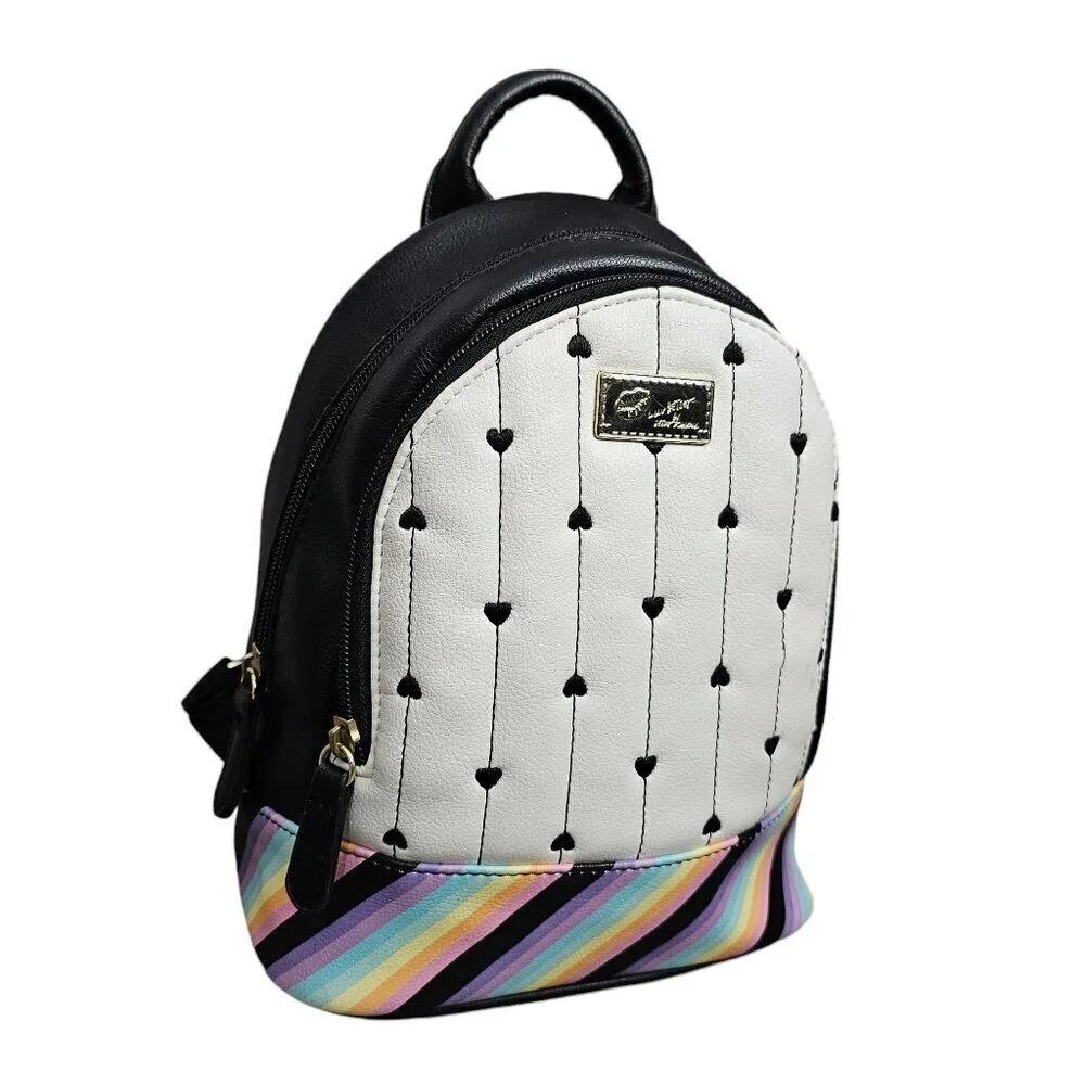 Betsey Johnson Rainbow & Heart Black Backpack